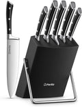 D.Perlla Knife Set, 6-Piece Kitchen Knife Sets, Knife Block Set with High Carbon German Stainless Steel, Sharp Knife Set with Stylish Acacia Wood Block, Black