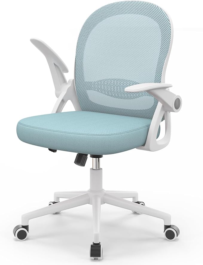 naspaluro Home Office Chair Ergonomic Desk Chair Swivel Computer Chair Mid-Back Mesh Chair with Flip-up Armrests and Lumbar Support for Home/Office - Blue