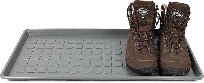 DIVCHI Grey Plastic Boot Tray With Raised Edges | Multipurpose Entryway Shoe Tray | Pet Food Mat | Tools Storage