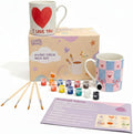Crafty Sparkz Paint Your Own Mug Kit (Set of 2) - Valentines Day Gifts for Him & Her - Pottery Painting Kit, DIY Craft Kits for Adults & Couples Date Night - Mug Painting Kit with 12 Acrylic Paints