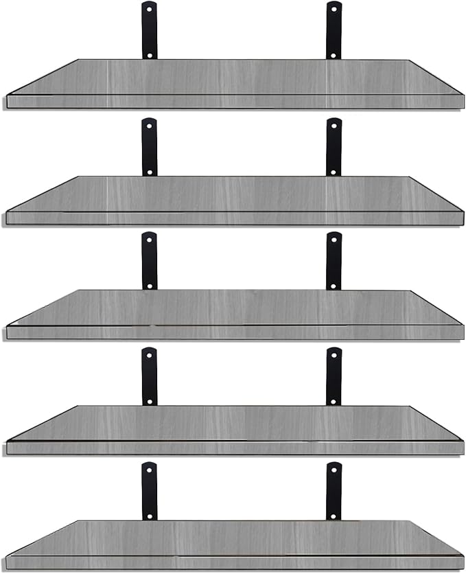 Mardili Shelves Wood Wall Mounted Shelf, Rustic Shelves Set of 5（Gray）