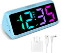 Netzu Loud Alarm Clock for Bedroom, Digital Alarm Clock with RGB Led Display, Dual Alarm, 5 Dimmers, 4 Volumes, Power-Off Memory, Mians Powered Bedside Clocks for Heavy Sleeper Kids Teens Elderly