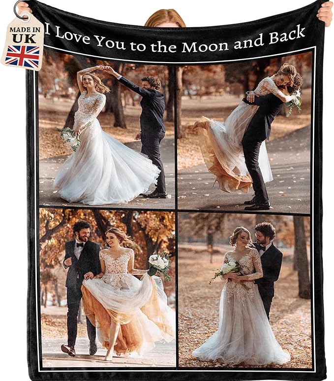 Bemaystar Personalised Blanket with Photo Text - Gifts for Women Men, Custom Blanket, Personalised Photo Blanket, Gifts for Couples Friends Mum Dad Kids Lovers, Gifts for Wedding Valentines Day