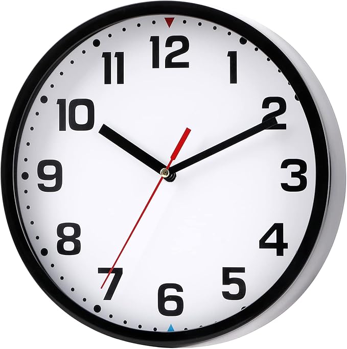 SIN&MI Wall Clock 8.5 Inch Battery Operated Silent Non-ticking Wall Clock Modern Quartz Design Decorative Indoor Kitchen Office Black