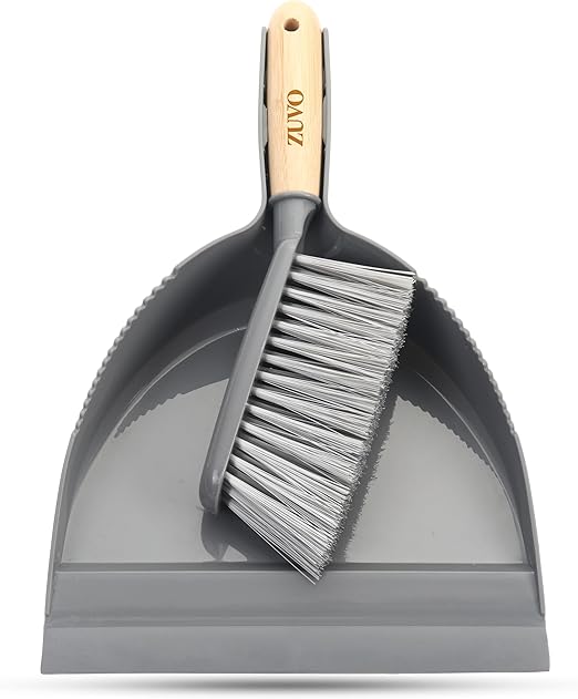 Zuvo - Dustpan and Brush Sets – Indoor & Outdoor Sweeping Brush with Pan – Long Handled Dustpan and Brush Set for Home, Kitchen, Garden – Ergometric Handel and Lasting Bristles
