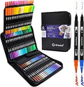 Artecho 72 Dual Tip Brush Pens with bag, Felt tip pens for adult colouring books, Colouring Pens for Adults, Calligraphy, Drawing, Sketching, Nylon tip for Artists, Beginners