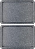 Salter COMBO-8261 Baking Tray Set of 2, Non-Stick Carbon Steel Oven Sheet, Easy Clean, Strong & Durable, Long Lasting, PFOA-Free, Megastone Collection, Black/Silver, 37 cm