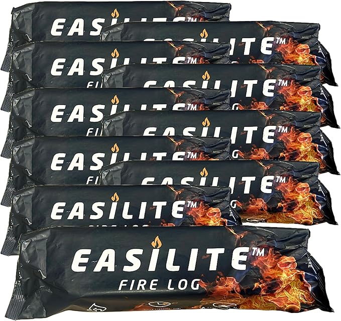 Instant Light Easilite Fire Logs - Pack of 10 Easy Lighting Wood FireLogs. Burns Approx. up to 2 Hours. Perfect for Open Fires, Fire Pits, Wood Stoves and Chimineas