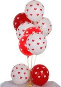 10pcs Valentines Balloons,12 inch Red Balloons Printed with Heart for Valentines Day,Anniversary,Engagement Decoration