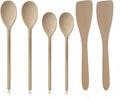 6 PC Set Wooden Spoons & SPATULAS 2 X 12 & 2 X 10 Spoons & 2 x 12 SPATULAS