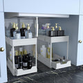 DEKAVA Under Sink Storage 2 Pack, 2 Tier Sliding Organiser, Multi-Purpose Shelf Organiser, Pull Out Cabinet Basket Drawer (White)
