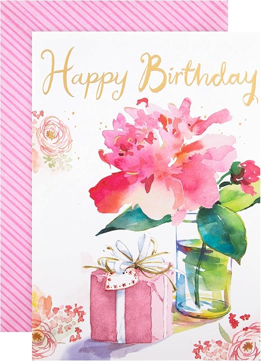 Hallmark Birthday Card - Classic Watercolour Floral Design, Birthday Card Flower