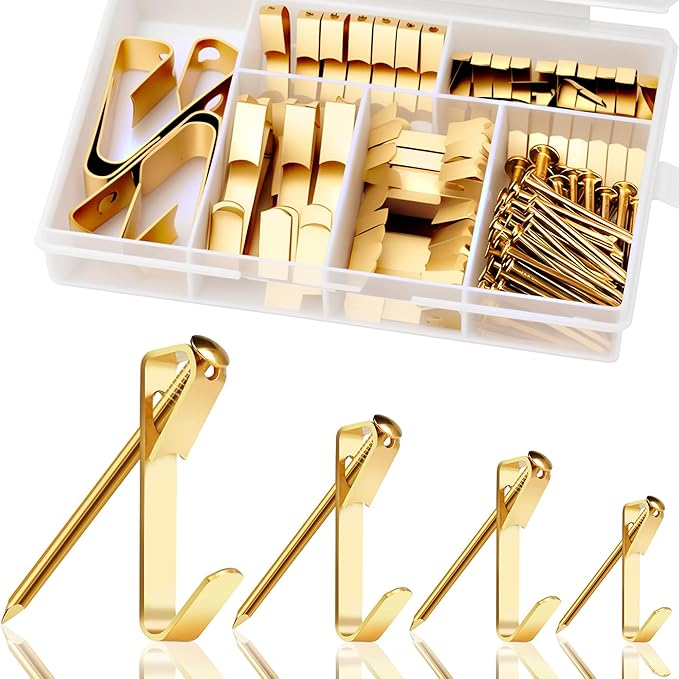 Picture Hooks Heavy Duty, Picture Hanging Kit (50 30 20 10 lbs) + Nails, Metal Picture Hangers for Dry Walls, Wood and Plasterboard