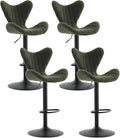Bar Stools Set of 4, Height Adjustable Swivel Barstools,Upholstered Chenille Breakfast Bar Chairs with Wingback for Kitchen Island Dining Room Green