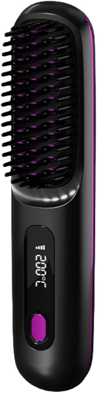 Numoya Portable Straightener Brush - GoBrush PRO Wireless Straightening Comb USB Rechargeable Heated 3 Temperature Settings Mini Styling Comb Suitable for All Hair Types