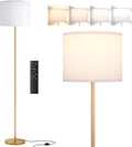 Gold Standing Lamp for Bedroom with Remote,Dimmable Simple Design Stand Up Lamp for Office Reading(9W Bulb Included)