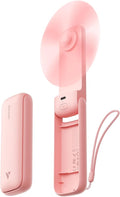 Aecooly Slim Portable Fan, Thin Handheld Fan, USB Rechargeable Mini Personal [24H Max Cooling Time], Battery Powered Small Foldable Pocket for Travel, Summer, Gifts for Women, Girls -Pink