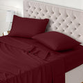 Utopia Bedding Bed Sheet Set Double, Burgundy, 4 Piece – Fitted Sheet, Flat Sheet with 2 Pillow Cases 50x75 – Wrinkle, Shrinkage & Fade Resistant – Oeko-Tex Certified, Polyester Microfiber Fabric