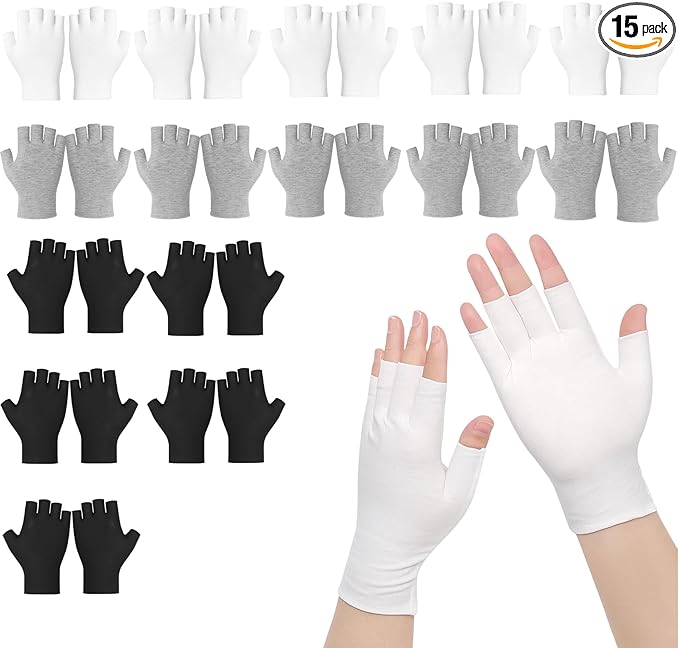 15 Pairs Eczema Gloves,Cotton Gloves for Eczema, Fingerless Moisturizing Gloves for Women Men,Moisturising Gloves for Sleeping Spa Treatment Overnight Hydration for Both Men and Women-White,Black,Gray