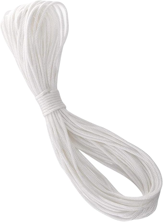 1mm Outdoor Essential Roman Blind Cord, Nylon Rope, Durable Curtain Replacement Cord for Blinds Outdoor Indoor(20m,White)