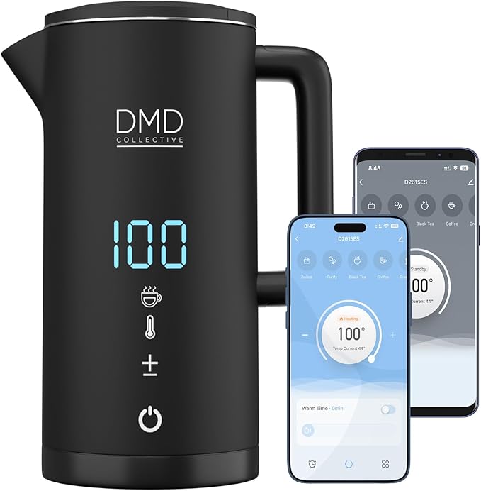 Smart Kettle 1.5L, Wi-Fi Touchscreen, Voice Control with Alexa & Google | Digital Temperature Display, Double Wall & Anti-Scalding Design, Energy-Efficient 2200W