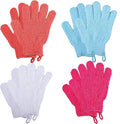 8 PCS Exfoliating Gloves, Bamboo Exfoliator Mitt, Body Exfoliating Wash Glove Dead Skin Remover Shower Body Scrub Gloves for Adults and Kids, Ingrown(Blue, White, Pink, Orange)