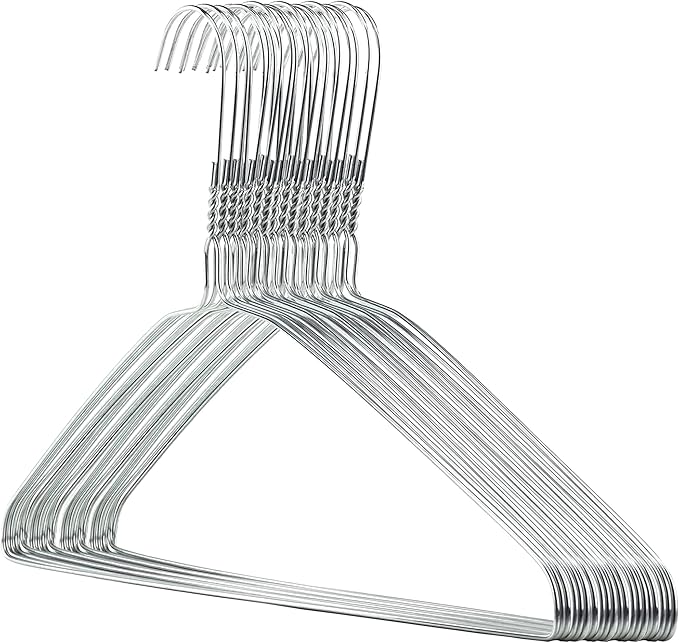 HANGERWORLD 20 Strong 41cm Metal 13 Gauge Silver Galvanised Wire Clothes Garment Trouser Bar Hangers