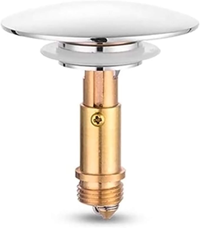 Pop Up Click Clack Sprung Plug Stopper,Bathroom Basin Sink Drain Plug Stopper,Waste Push Button Brass Slotted Plug for Washbasin Bathroom 1pcs