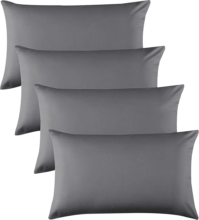 Hafaa Pillow Cases 4 Pack – Easy Care Soft Brushed Microfiber Grey Pillow cases - Wrinkle, Fade, Stain Resistant with Envelope Closure Bed Pillow Covers Protectors, 50x75 cm