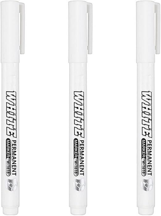 Acrylic Paint Pens, White Pen Set of 3 Glass Paint Markers Fine Tip | Ideal for Wood, Porcelain, Ceramic, Stone, Rock Painting and more