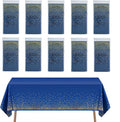 10-Pack Navy Blue & Gold Disposable Party Tablecloths 274x137cm, Premium Paper Table Covers for Birthdays, Events, and Celebrations