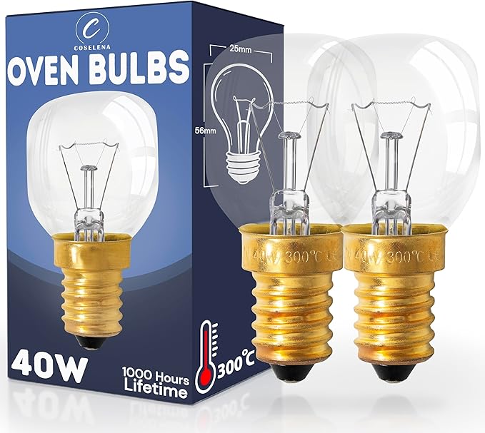 40W Pygmy Oven Bulb – Pack of 2 SES E14 Small Edison Screw – Warm White Incandescent Oven Light Bulb – Heat Resistant Halogen Bulbs