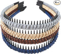 Sibba Headbands Head Bands 4 PCS Elastic Hair Band Hoop Non Slip Zig Zag Adjustable Wavy Teeth Comb Hairband Thick Comfy Hairbands Summer Sports Comfortable Headpiece Curly Hairstyle Yoga Spa Women