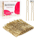 Blonde 100 Pcs U-Shaped Hair Bun Pins, 6cm Long Strong Hold Bun Clips Bobby Pins for All Hair Types - Hairdressing Salon Accessories
