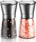 Stainless Steel Salt and Pepper Grinder, Refillable and Adjustable Coarseness Manual Pepper Mill, 5.3"x 2.5" Professional Grinder for Spices and Seeds, Fits in Home, Kitchen, Outdoor (2 Packs)