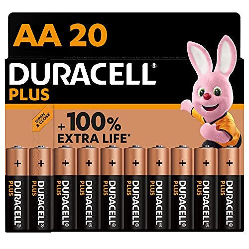 Duracell Plus AA Alkaline Batteries [Pack of 20], 1,5V LR6 MN1500