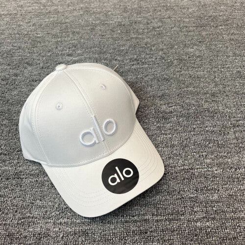(White Embroidery) Alo Letter Embroidery Baseball Cap For Women Casual Sun Protection Hat Fashion