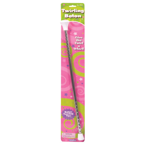Schylling Twirling Baton - Metal Kids Baton - Rubberized Ends in Assorted Pink  White  and Purple Colors - Ages 3 and Up - One Baton