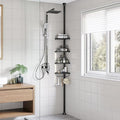 SONGMICS Shower Corner Shelf, 4-Tier Bathroom Shower Shelf, 85-305 cm Adjustable Shower Caddies, Bathroom Organiser, Black BCB001B01