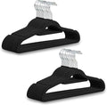 1ABOVE Premium Quality 50 pack Non-Slip Velvet Hangers (44cm) Heavy Duty Velvet Suit Hangers with Tie Bar, 360° Swivel Hooks – Space saving, sturdy to hold Jacket, Jumper & Pullover(Set of 50-BLACK)