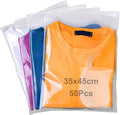 QISF 50 Pcs Reusable Ziplock Bags for Clothes,35x45cm Large Plastic Hospital Bags,Clear Seal Bag Waterproof Luggage Organiser for Clothes Garment School - Protect From Dust & Moths