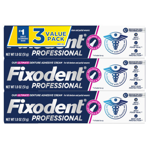 Fixodent Professional Ultimate Denture Adhesive Cream for Full and Partial Dentures  1.8 oz  3 Pack
