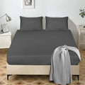 Fitted Sheet 25 cm Deep Brushed Microfiber Ultra Soft No-Iron Wrinkle-Resistant Plain Dyed Fitted Bed Sheets Hypoallergenic Breathable Sheets (Charcoal, Double)
