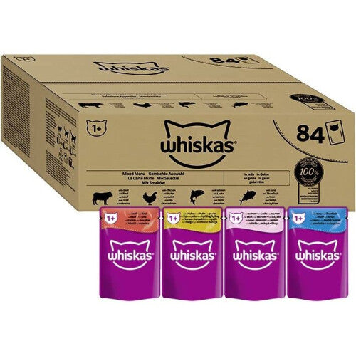 Whiskas 1+ Mixed Selection in Jelly 84x85g Pouches, Adult Cat Food