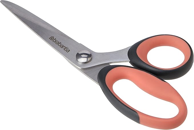 Brabantia Tasty+ Kitchen Scissors - Terracotta Pink - Ergonomic Comfortable Non-Slip Handle - Anti-Rust - Extra-Strong Sharp Steel Blade - L21.4 x W9.1 x H1.3 cm