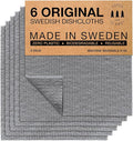SUPERSCANDI 6 Pack Reusable Cleaning Cloths - 100% Biodegradable & Compostable Washable Swedish Dishcloth - Food-Safe & Plastic-Free Kitchen Cloth Suitable for Any Surface, Grey