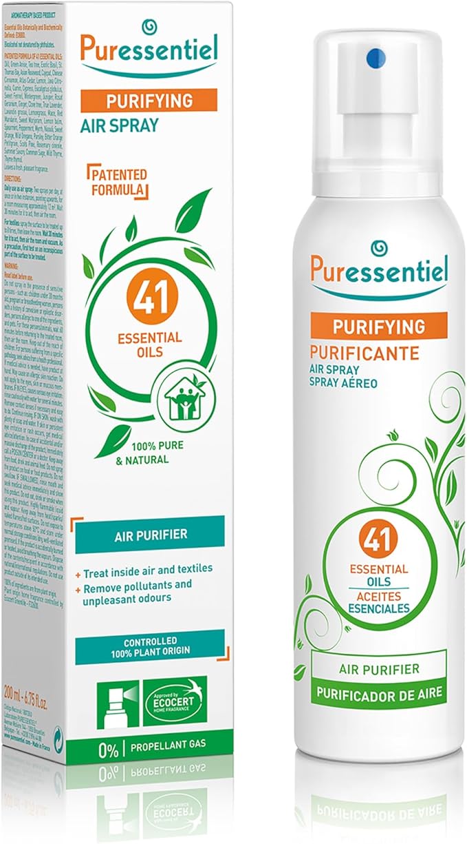 Puressentiel Purifying Air Spray 200 ml – 100% Natural Room Spray – Air Purifier – Air Freshener – Odour Eliminator – Organic Essential Oils – For Your Home, Car & Office – Lasts Over 6 Months