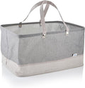 Minky Fabric Water-Resistant Laundry Basket, Large Grey Hamper With Sturdy Carry Handles, 52L Waterproof Washing Basket, Collapsible Design