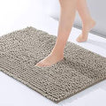 Hafaa Bath Mat Non Slip Anti Mould – Khaki Chenille Bathroom Mat 40 x 60 cm Machine Washable Bath mats Super Absorbent Extra Soft Fluffy Shower mat