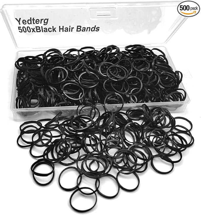 Black Elastic Hair Bands, 500pcs Small Hair Rubber Bands with Box, Soft Mini Hair Elastics Ties Bands for Women, Kids, Braids, Beard etc